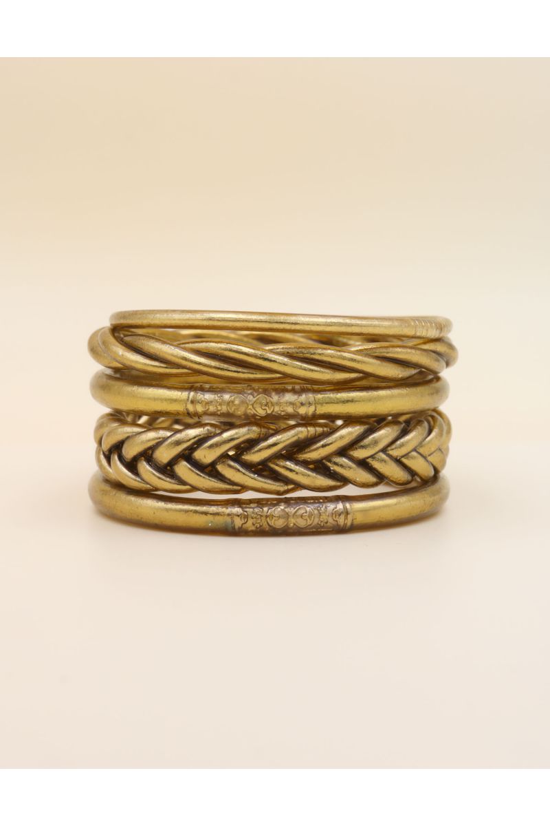 Box Mix Buddhist Bangles Antique Gold