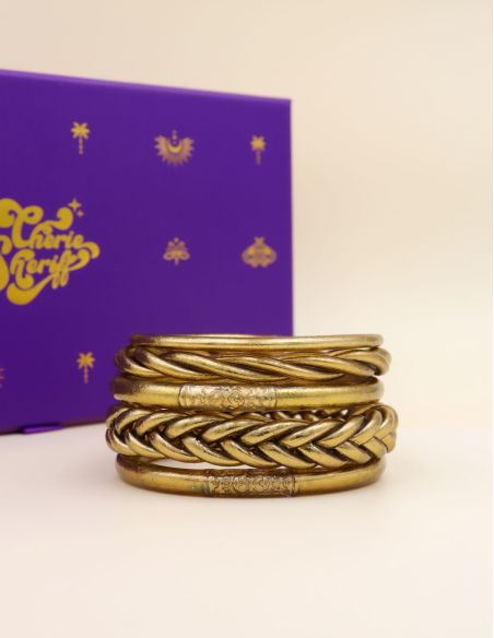 Box Mix Buddhist Bangles Antique Gold