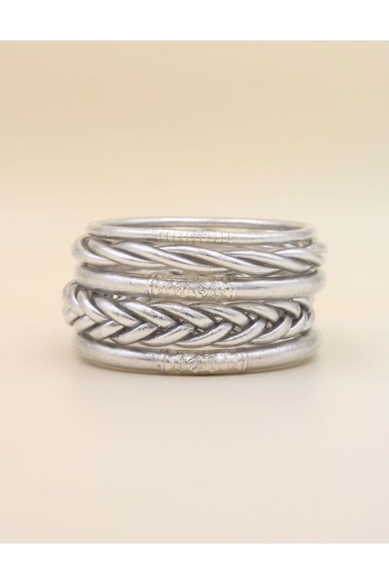 Box Mix Buddhist Bangles Silver