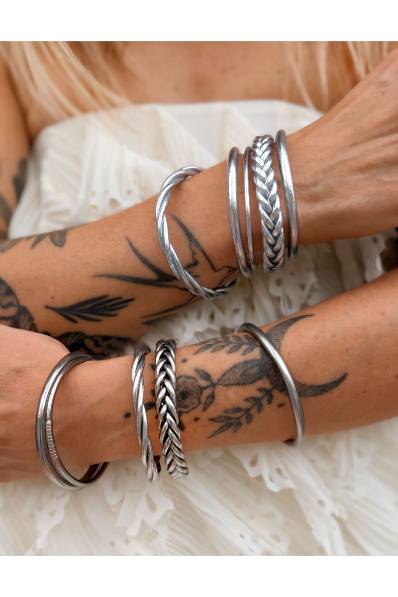 Box Mix Buddhist Bangles Silver