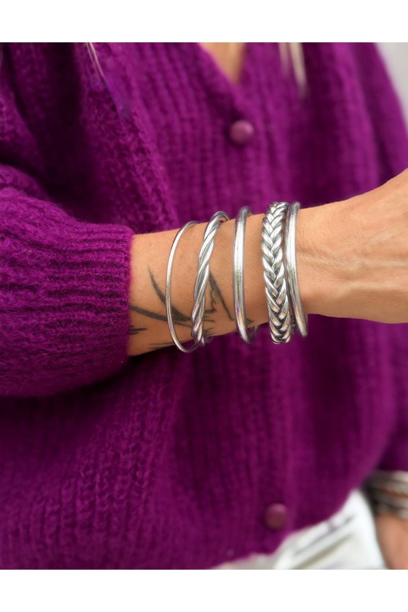 Box Mix Buddhist Bangles Silver