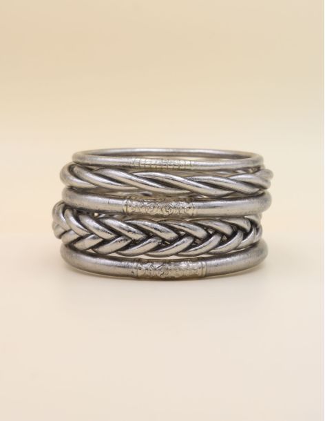 Box Mix Buddhist Bangles Dark Silver