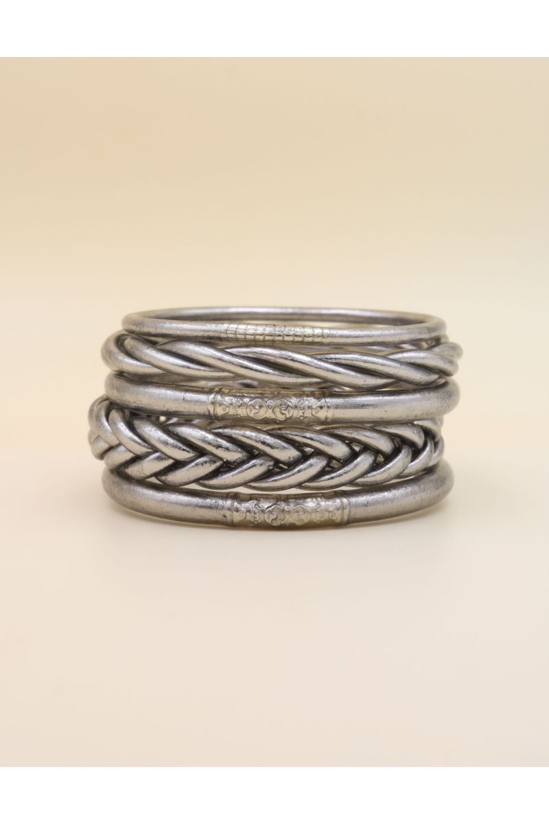 Box Mix Buddhist Bangles Dark Silver