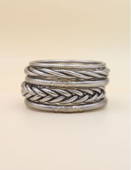 Box Mix Buddhist Bangles Dark Silver