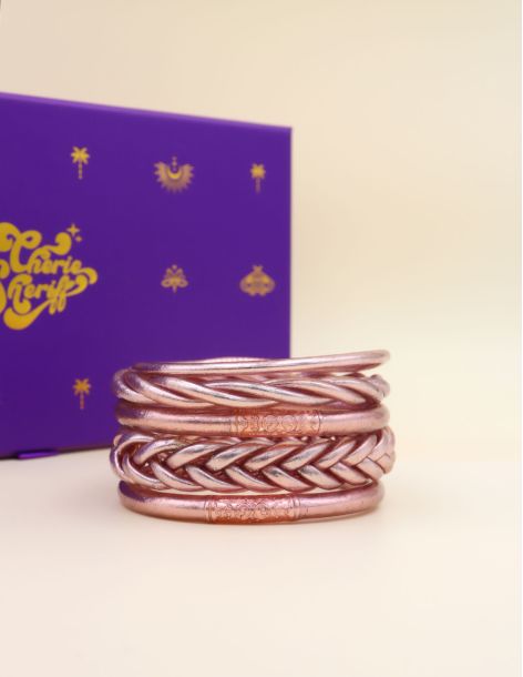 Set of Buddhist Bangles Rose Gold 2