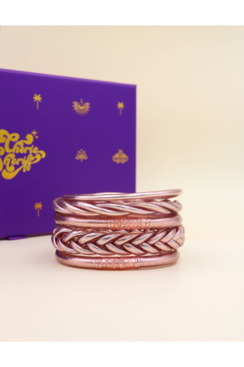 Box Mix Buddhist Bangles Rose Gold