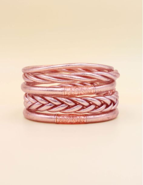Set of Buddhist Bangles Rose Gold