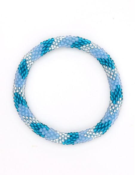 Bracelet Népalais O93 Bleu canard Argenté Ciel