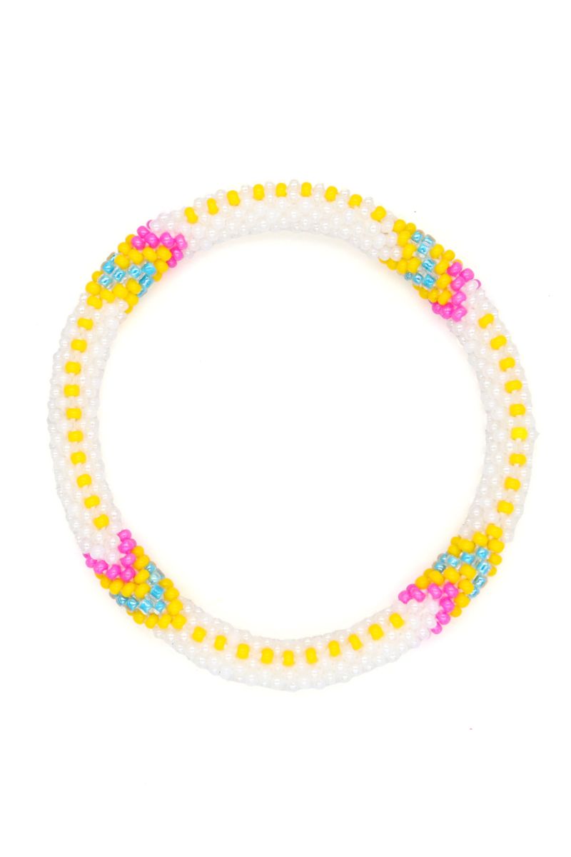 Nepalese Bracelet O100 Blanc Jaune Rose