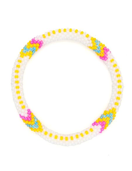 Nepalese Bracelet O100 Blanc Jaune Rose