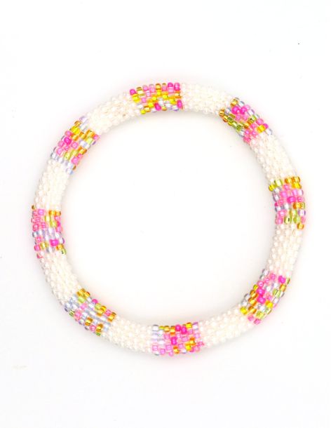 Nepalese Bracelet O95 Blanc Rose Jaune