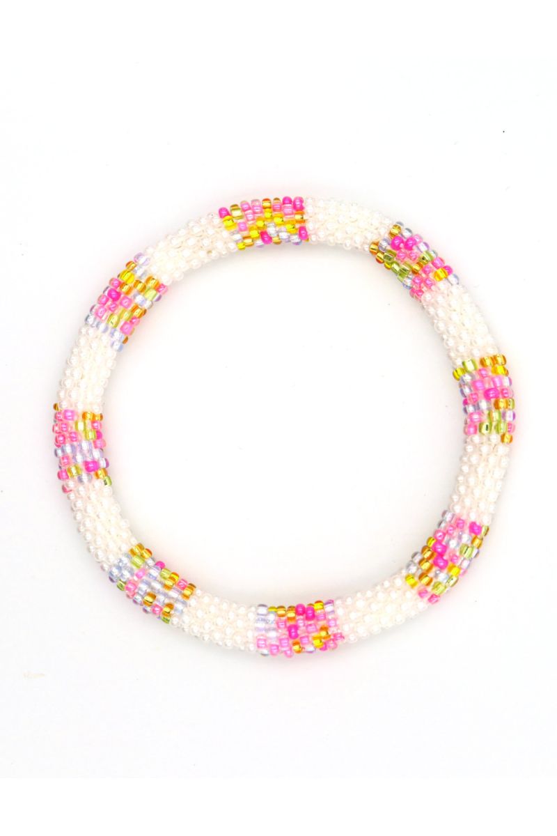 Nepalese Bracelet O95 Blanc Rose Jaune