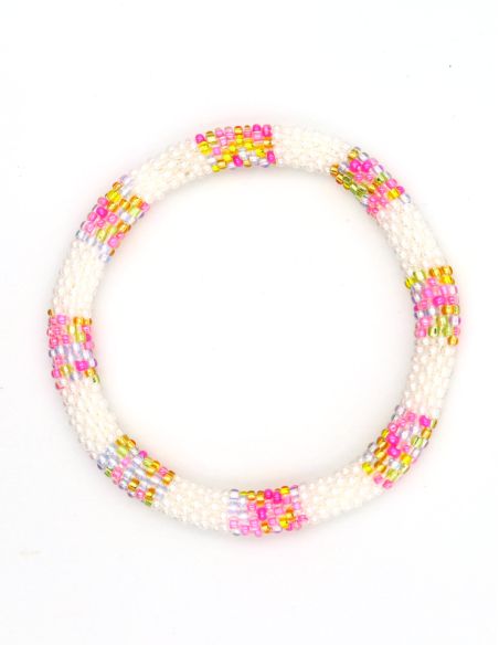 Nepalese Bracelet O95 Blanc Rose Jaune