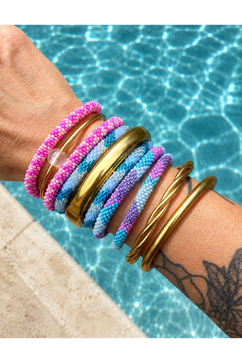 Bracelet Népalais O92 Orchidée Lila turquoise