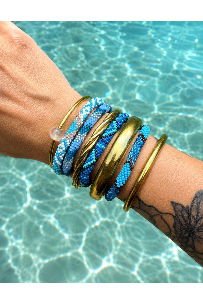 Bracelet Népalais O97 Pacifique Ciel Bronze