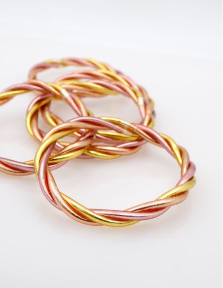 Buddhist Bangle Twisted Multi ROSE GOLD and GOLD