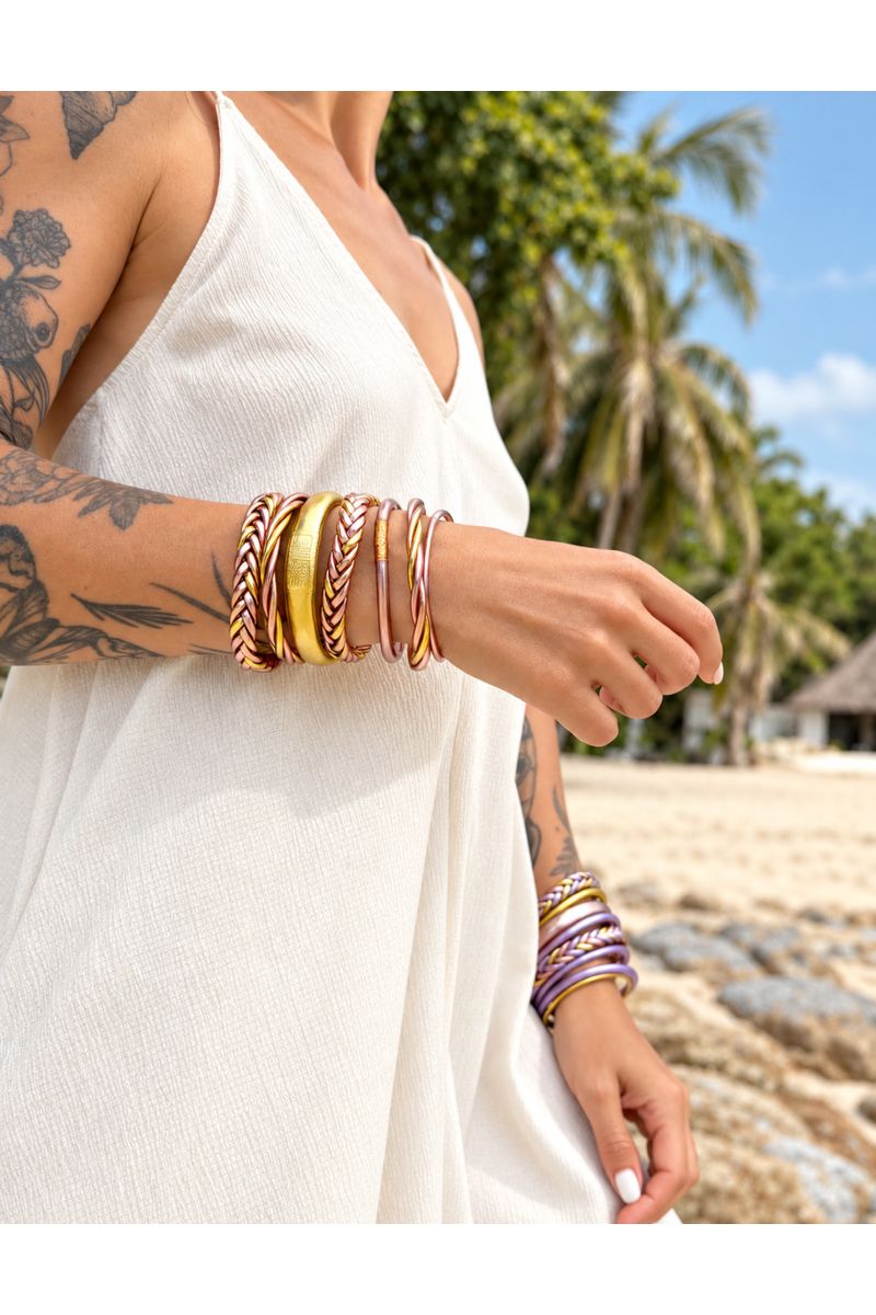 Buddhist Bangle Twisted Multi ROSE GOLD and GOLD