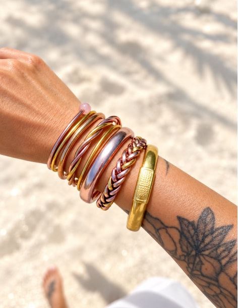 Buddhist Bangle Twisted Multi ROSE GOLD and GOLD 2