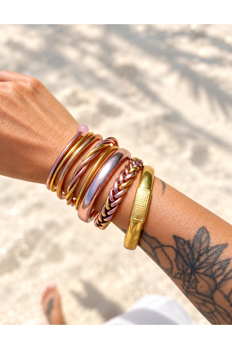 Buddhist Bangle Twisted Multi ROSE GOLD and GOLD