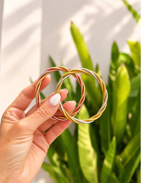Buddhist Bangle Twisted Multi ROSE GOLD and GOLD
