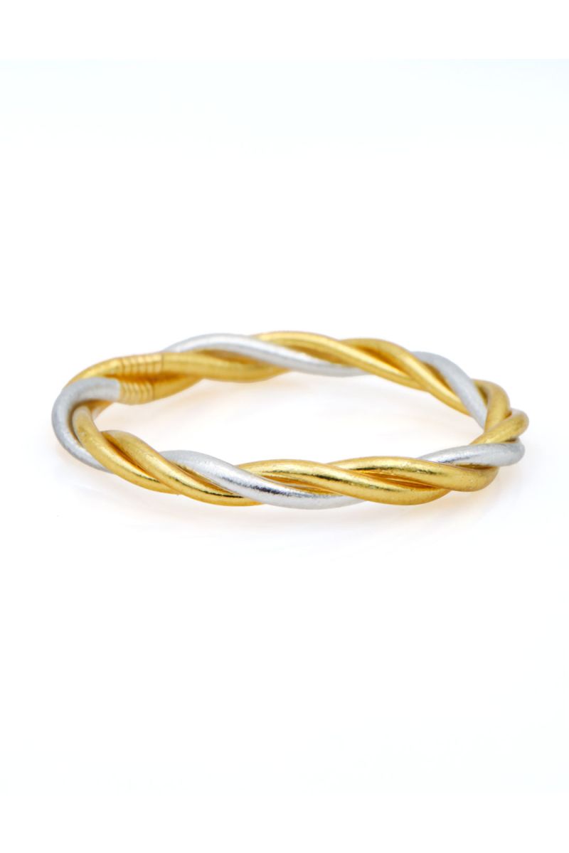Buddhist Bangle Twisted Multi LIGHT GOLD and SILVER
