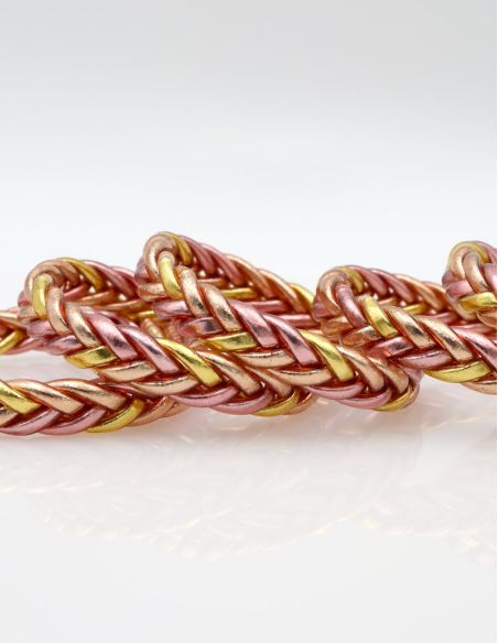 Jonc Bouddhiste tressé multicolore Rose Gold et Doré