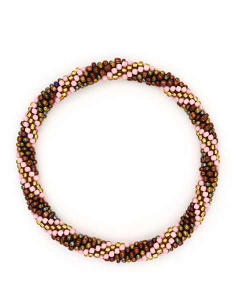 Nepalese Bracelet P04 Rose poudré Bronze Marron