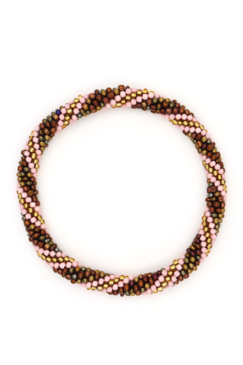 Nepalese Bracelet P04 Rose poudré Bronze Marron