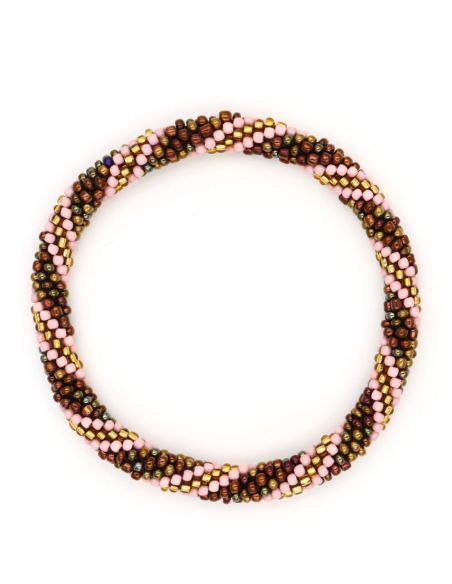 Nepalese Bracelet P04 Rose poudré Bronze Marron