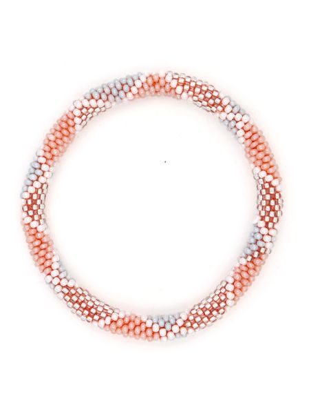 Bracelet Népalais P07 Rose Gris Blanc