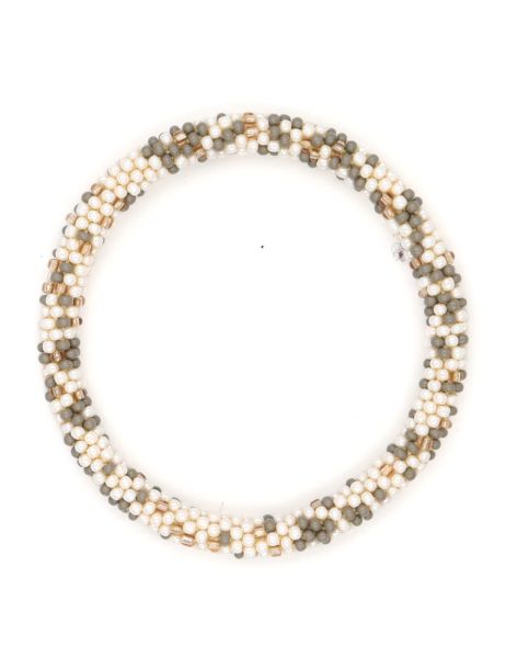 Bracelet Népalais P08 Blanc Gris