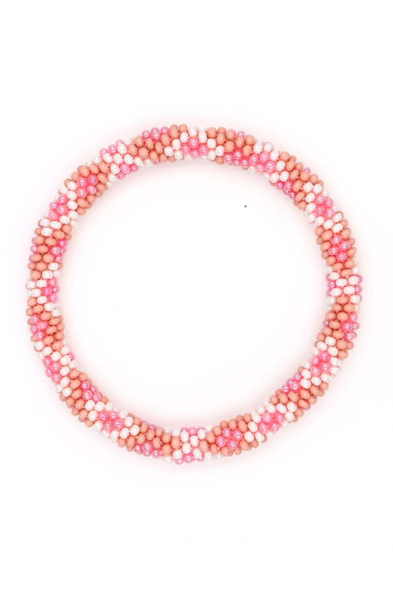 Bracelet Népalais P09 Rose Blanc