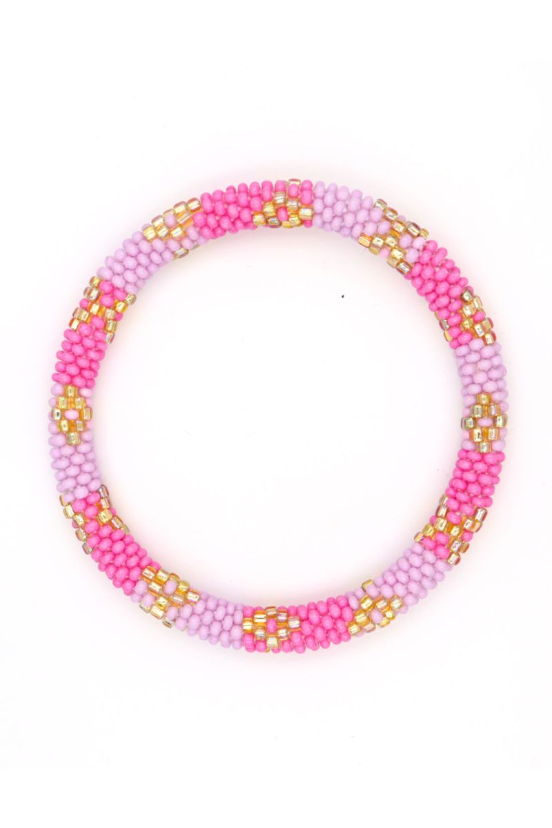 Nepalese Bracelet P11 Rose Lila Doré