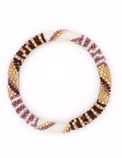 Nepalese Bracelet P13 Prune Blanc Doré
