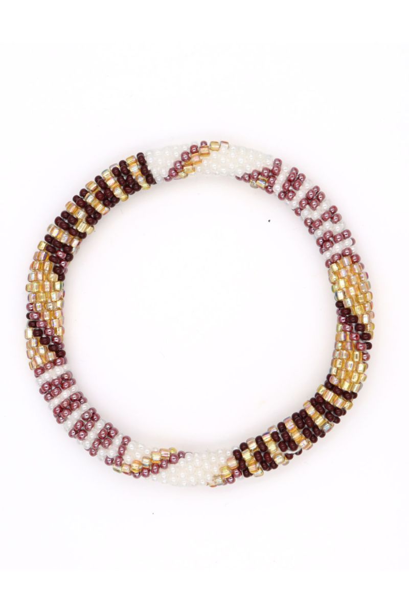 Nepalese Bracelet P13 Prune Blanc Doré