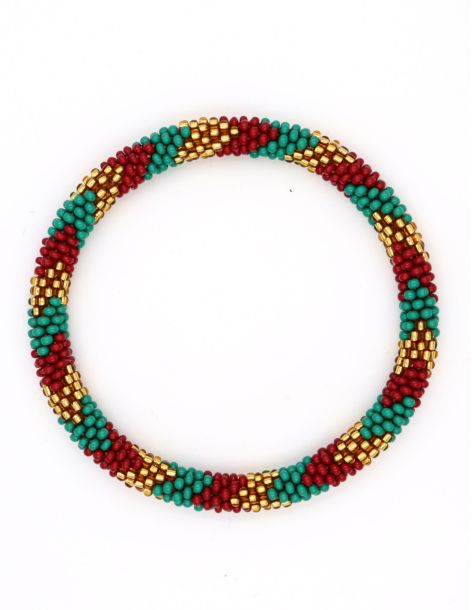 Nepalese Bracelet P20 Bordeaux Vert Doré