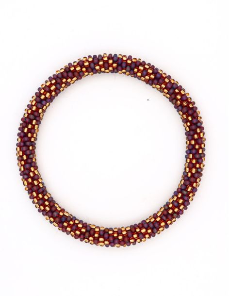 Bracelet Népalais P22 Prune Doré