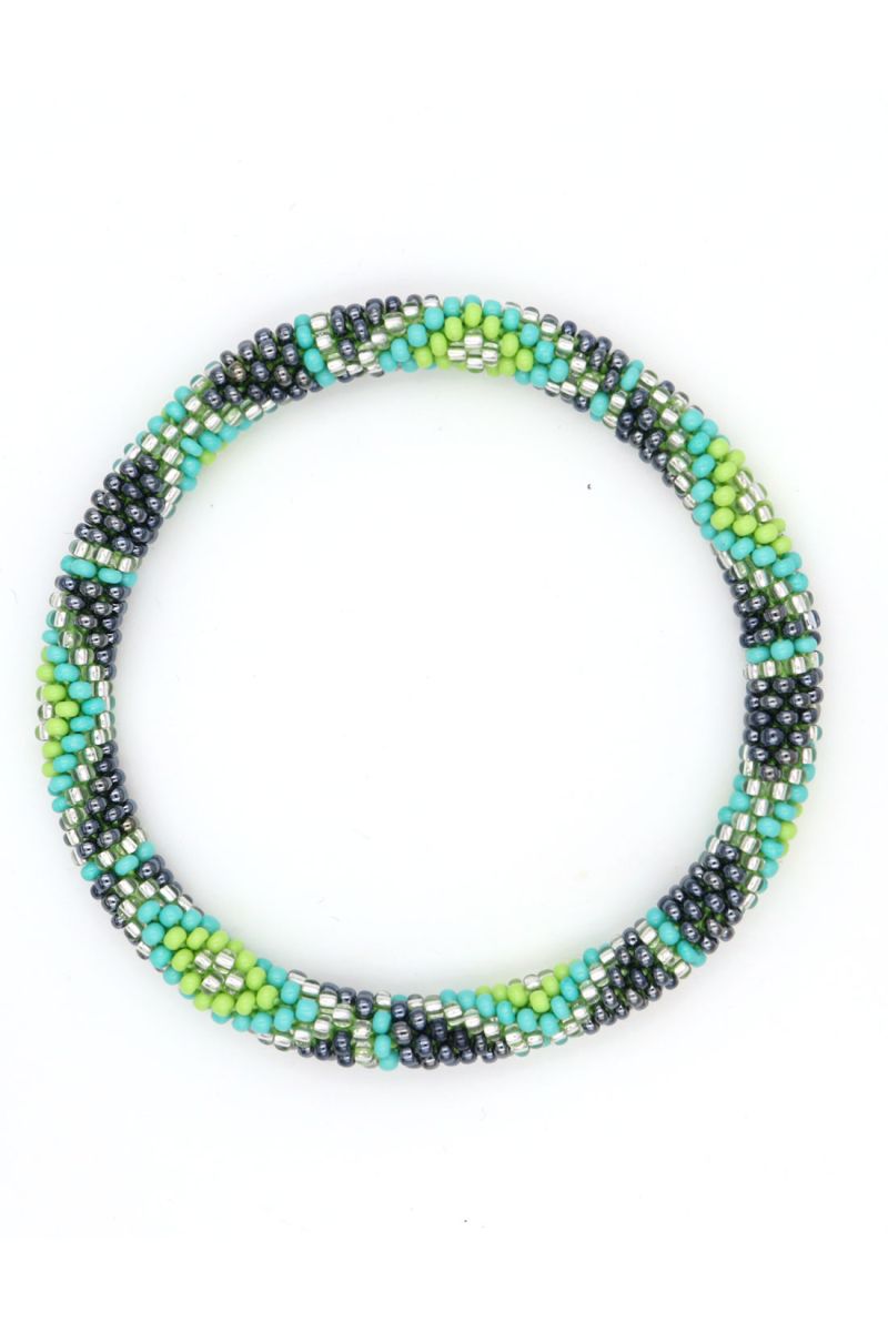 Nepalese Bracelet P23 Vert Argenté foncé Gris