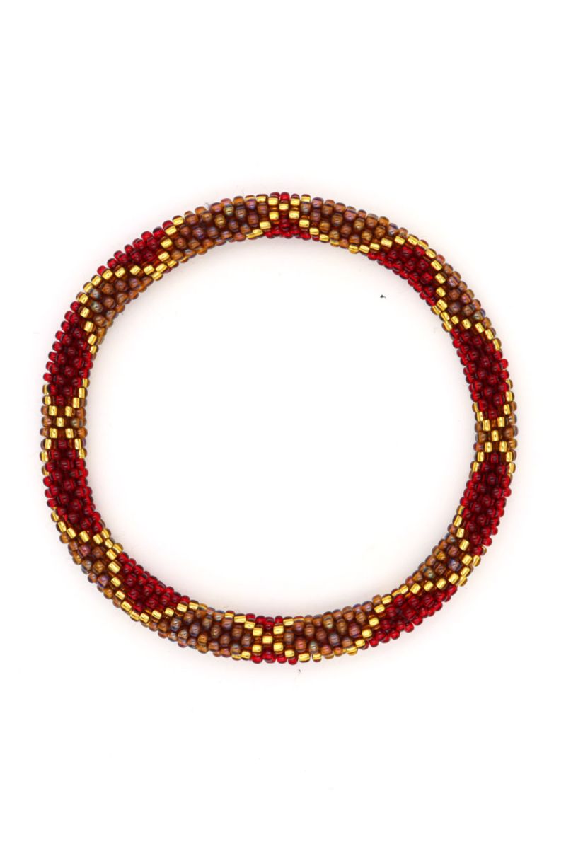 Bracelet Népalais P27 Bordeaux Prune Doré