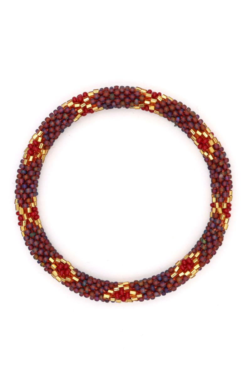 Nepalese Bracelet P28 Prune Doré Bordeaux