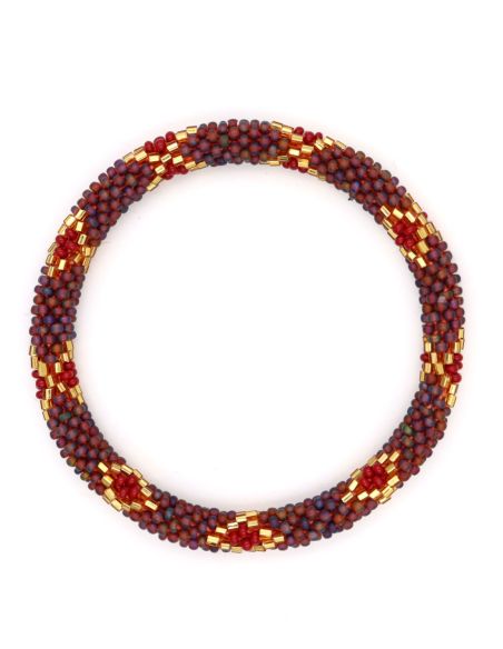 Nepalese Bracelet P28 Prune Doré Bordeaux