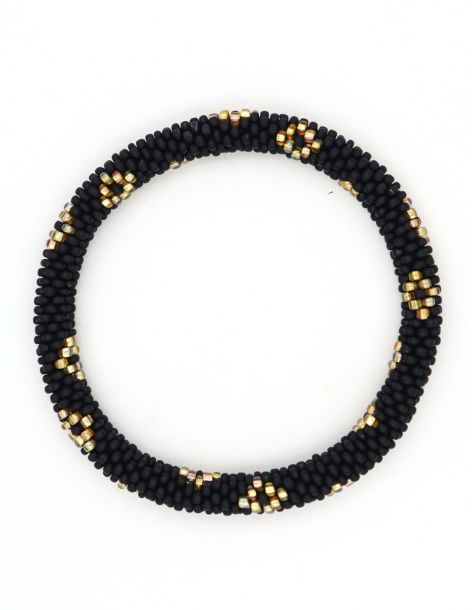 Nepalese Bracelet P37 Noir mat Doré