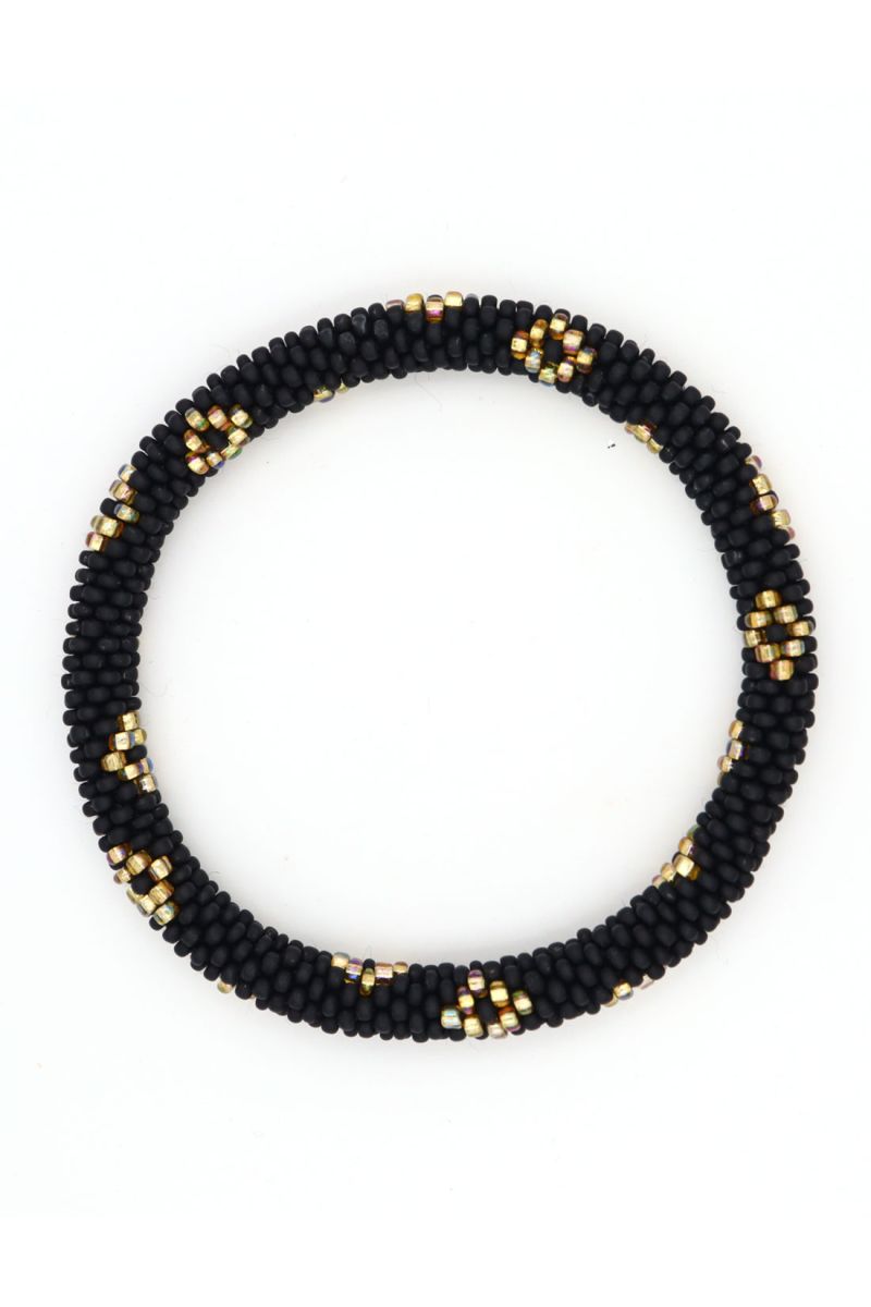 Nepalese Bracelet P37 Noir mat Doré