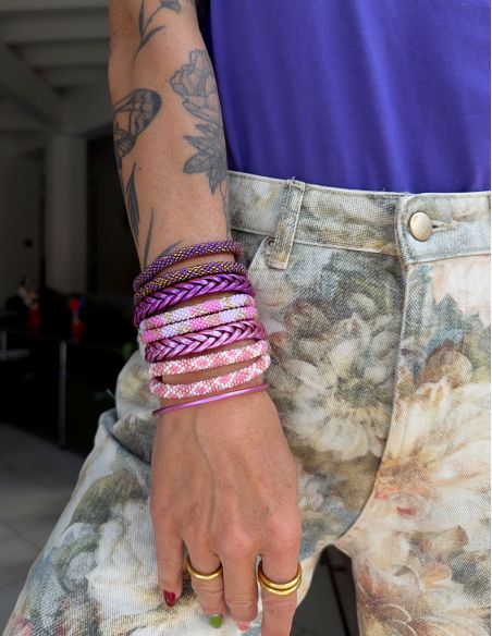 Nepalese Bracelet P09 Rose Blanc