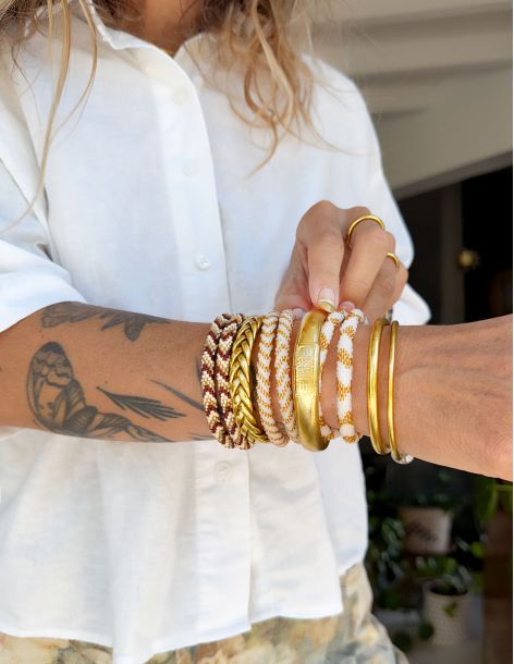Nepalese Bracelet P15 Blanc Doré 2