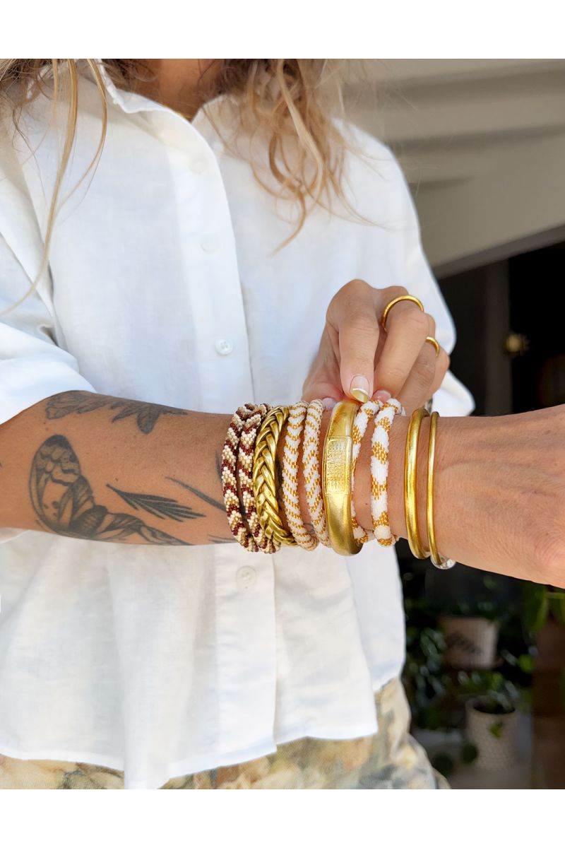 Nepalese Bracelet P15 Blanc Doré