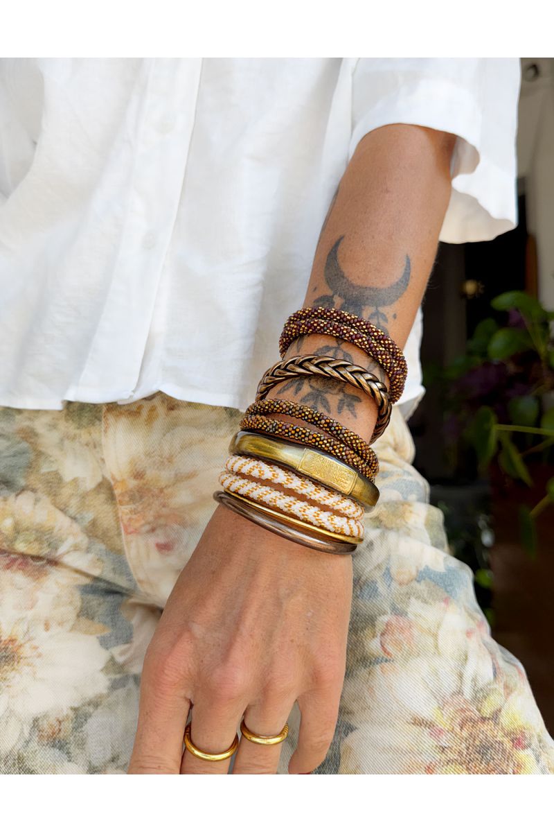 Nepalese Bracelet P15 Blanc Doré