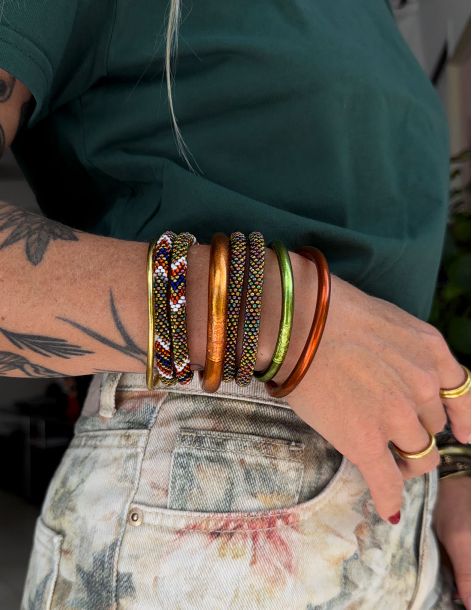 Bracelet Népalais P17 Kaki Orange Bleu 2
