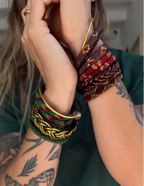 Nepalese Bracelet P19 Rouge Doré 2