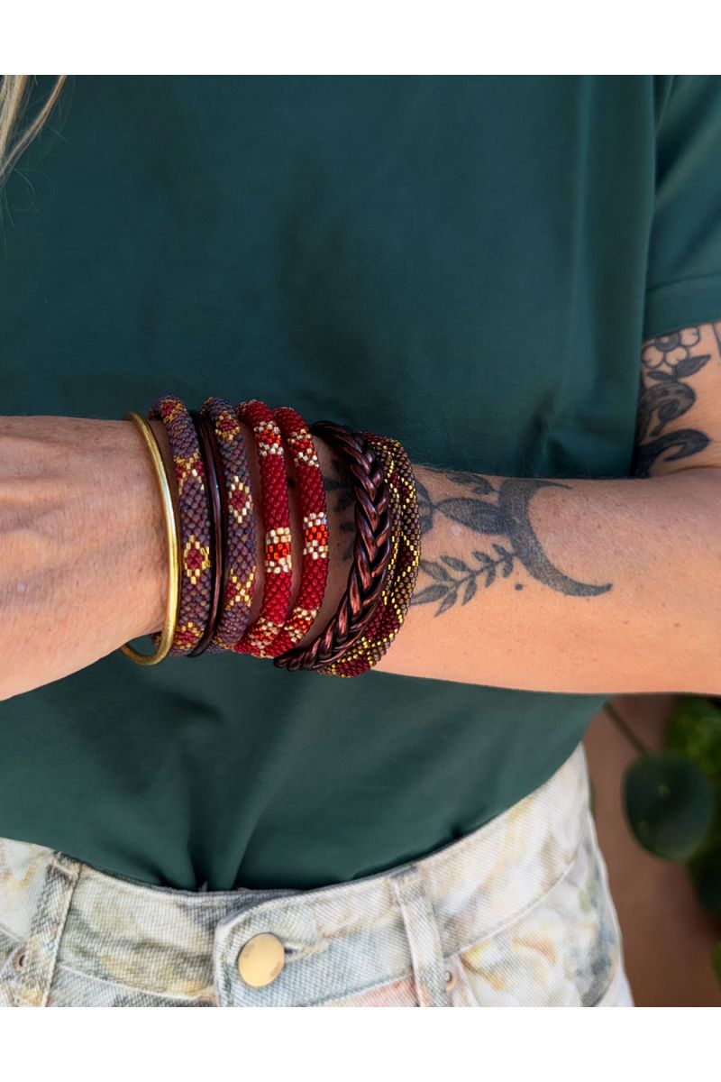 Nepalese Bracelet P19 Rouge Doré